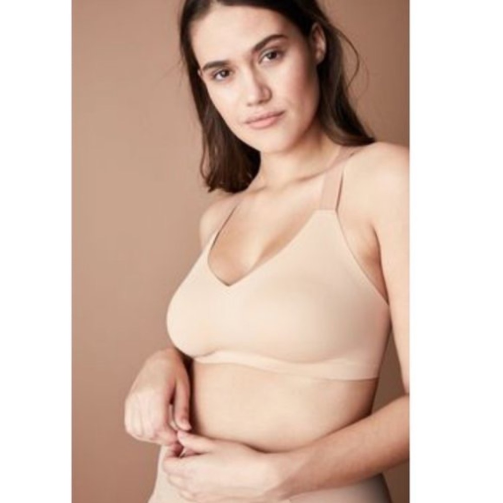 KNIX Padded V-Neck Bra - Thin Strap - Beige Size 8